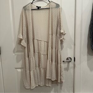 Cream Sheer Ruffled Kimono